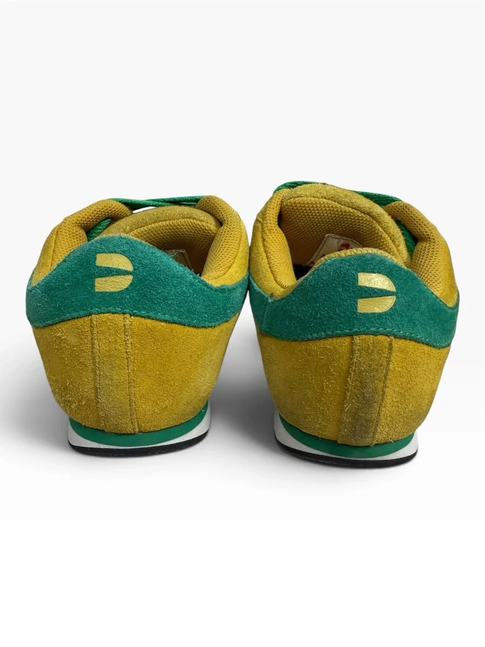 Duffs Vintage Mustard Yellow Green Suede Low Top Skate Sneakers Mens US 8 Retro